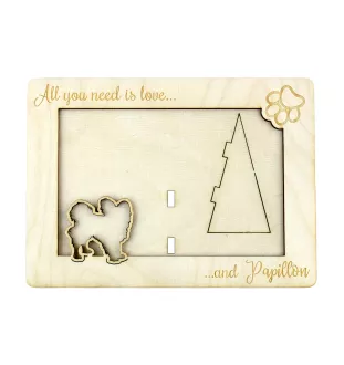 Papillon, Kontinentaler Zwergspaniel - Fotorahmen, gravierter Holzrahmen, ein schönes Gadget für den Hundeliebhaber von Art-Dog