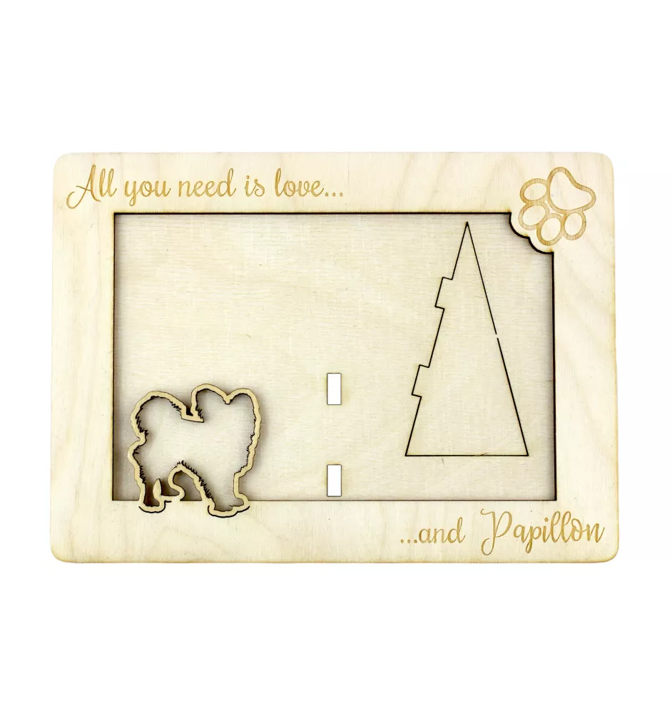 Papillon, Kontinentaler Zwergspaniel - Fotorahmen, gravierter Holzrahmen, ein schönes Gadget für den Hundeliebhaber von Art-Dog