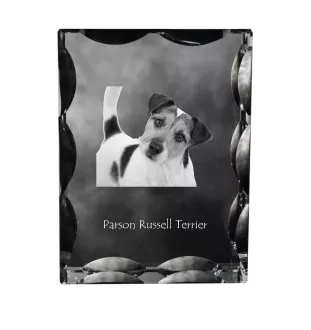 Parson Russell Terrier - crystal with a picture of a dog, glass statuette with a picture, unique frame with a picture from Art-Dog brand