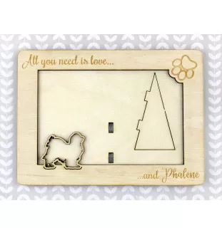Papillon, Épagneul nain continental papillon I - Cadre photo, cadre en bois gravé, un joli gadget pour l'amoureux des chiens par Art-Dog