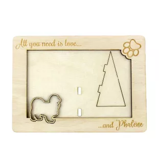 Papillon, Continental Toy Spaniel, Butterfly dog II - Photo frame, engraved wooden frame, a lovely gadget for the dog lover by Art-Dog