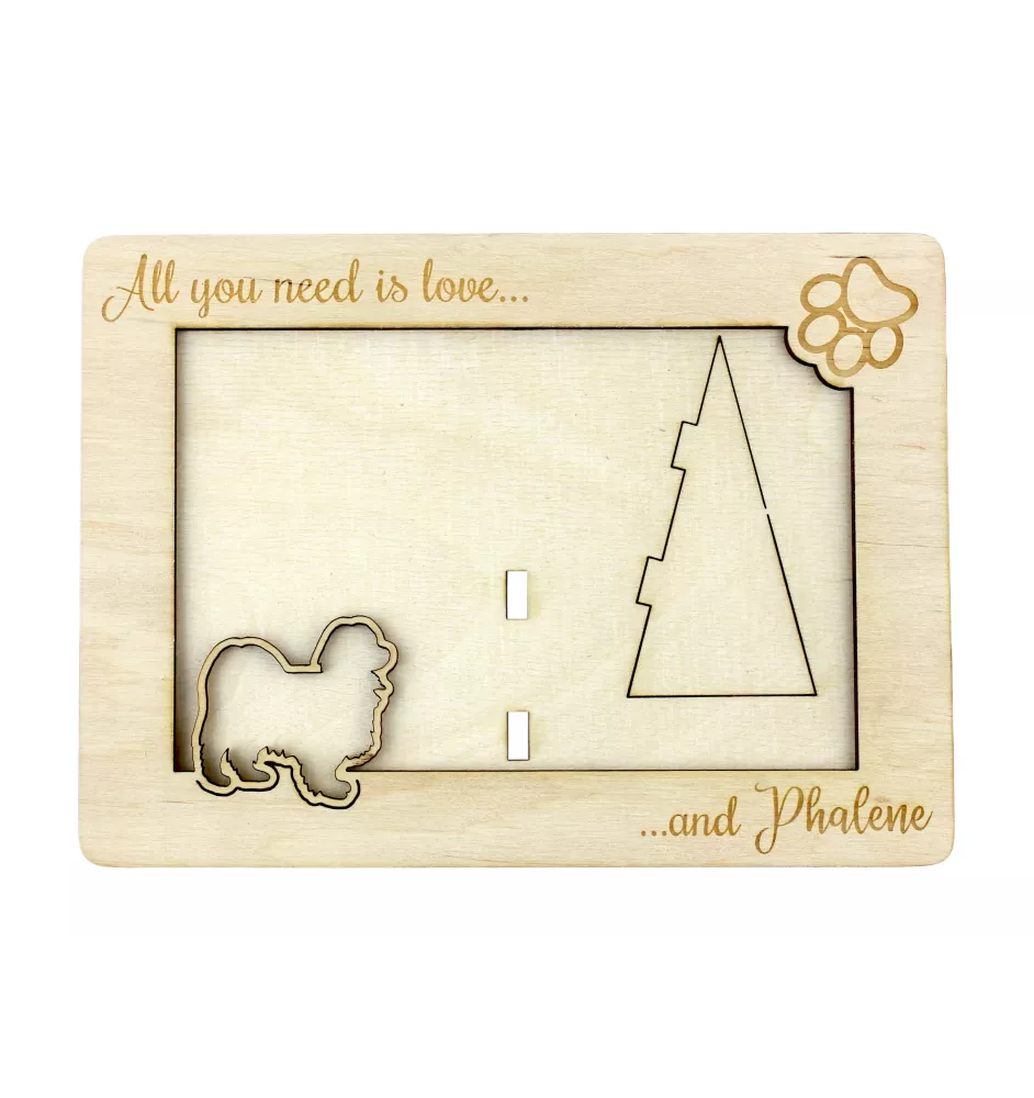 Papillon, Kontinentaler Zwergspaniel II - Fotorahmen, gravierter Holzrahmen, ein schönes Gadget für den Hundeliebhaber von Art-Dog