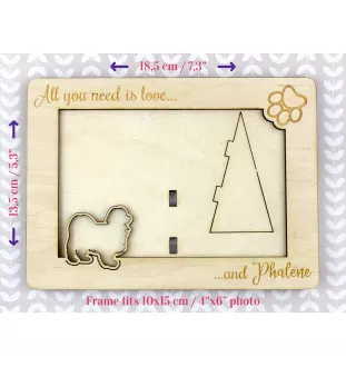 Papillon, Kontinentaler Zwergspaniel II - Fotorahmen, gravierter Holzrahmen, ein schönes Gadget für den Hundeliebhaber von Art-Dog