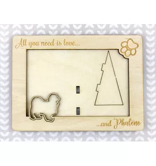 Papillon, Continental Toy Spaniel, Butterfly dog II - Photo frame, engraved wooden frame, a lovely gadget for the dog lover by Art-Dog