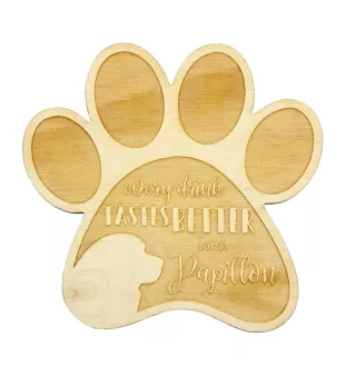 Papillon, Kontinentaler Zwergspaniel - Tasse Untersetzer, graviert Untersetzer mit Hund, Geschenk für Hundeliebhaber von Art-Dog Marke