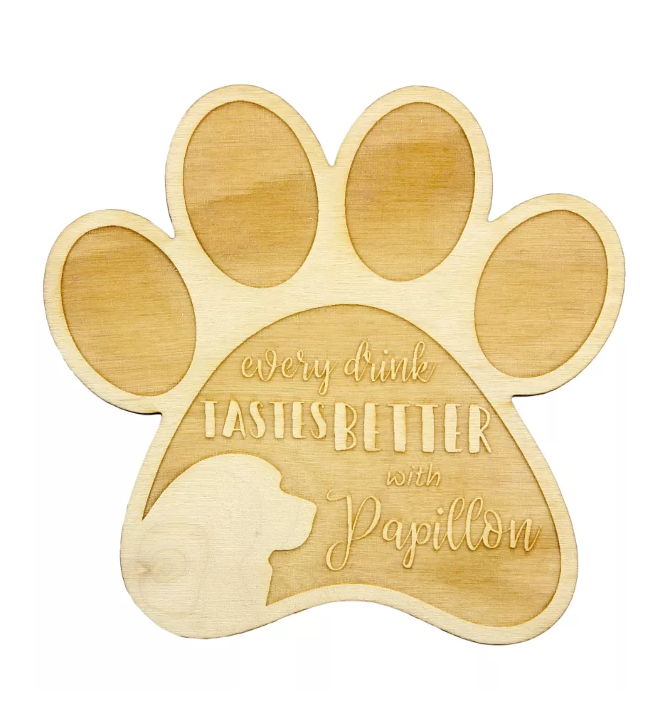 Papillon, Kontinentaler Zwergspaniel - Tasse Untersetzer, graviert Untersetzer mit Hund, Geschenk für Hundeliebhaber von Art-Dog Marke