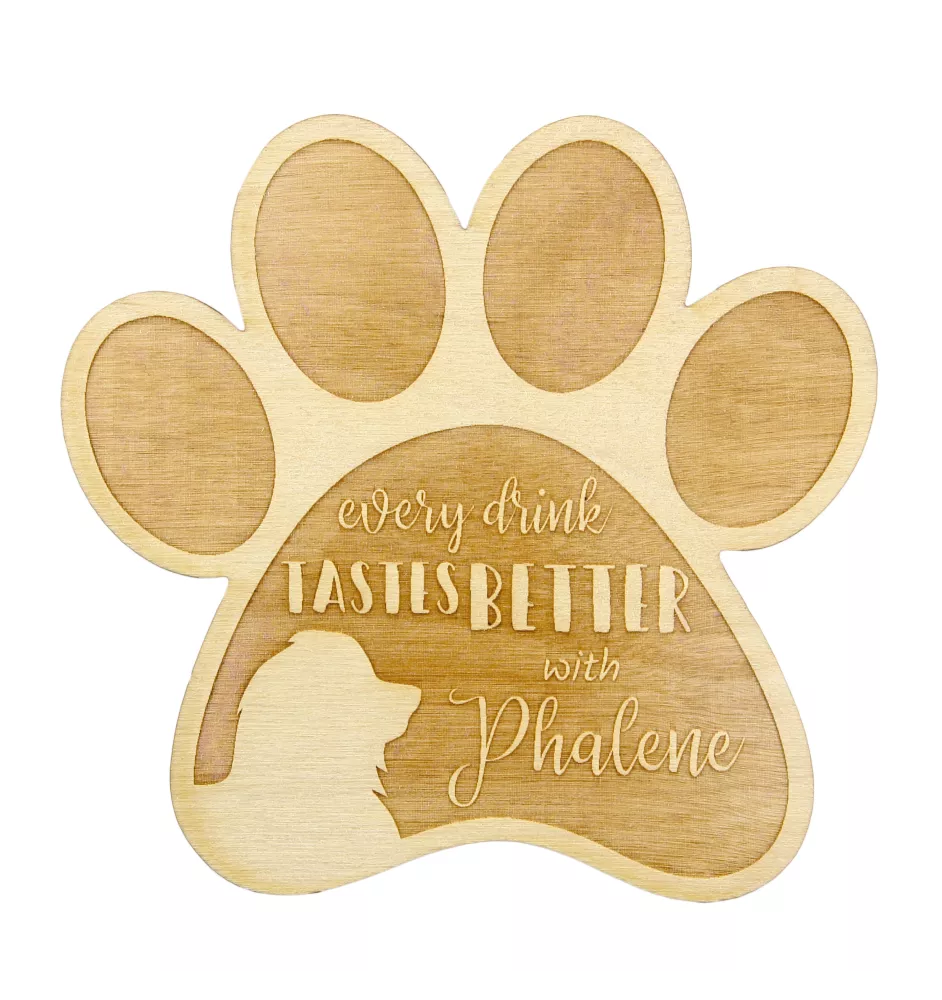 Papillon, Kontinentaler Zwergspaniel I - Tasse Untersetzer, graviert Untersetzer mit Hund, Geschenk für Hundeliebhaber von Art-Dog Marke