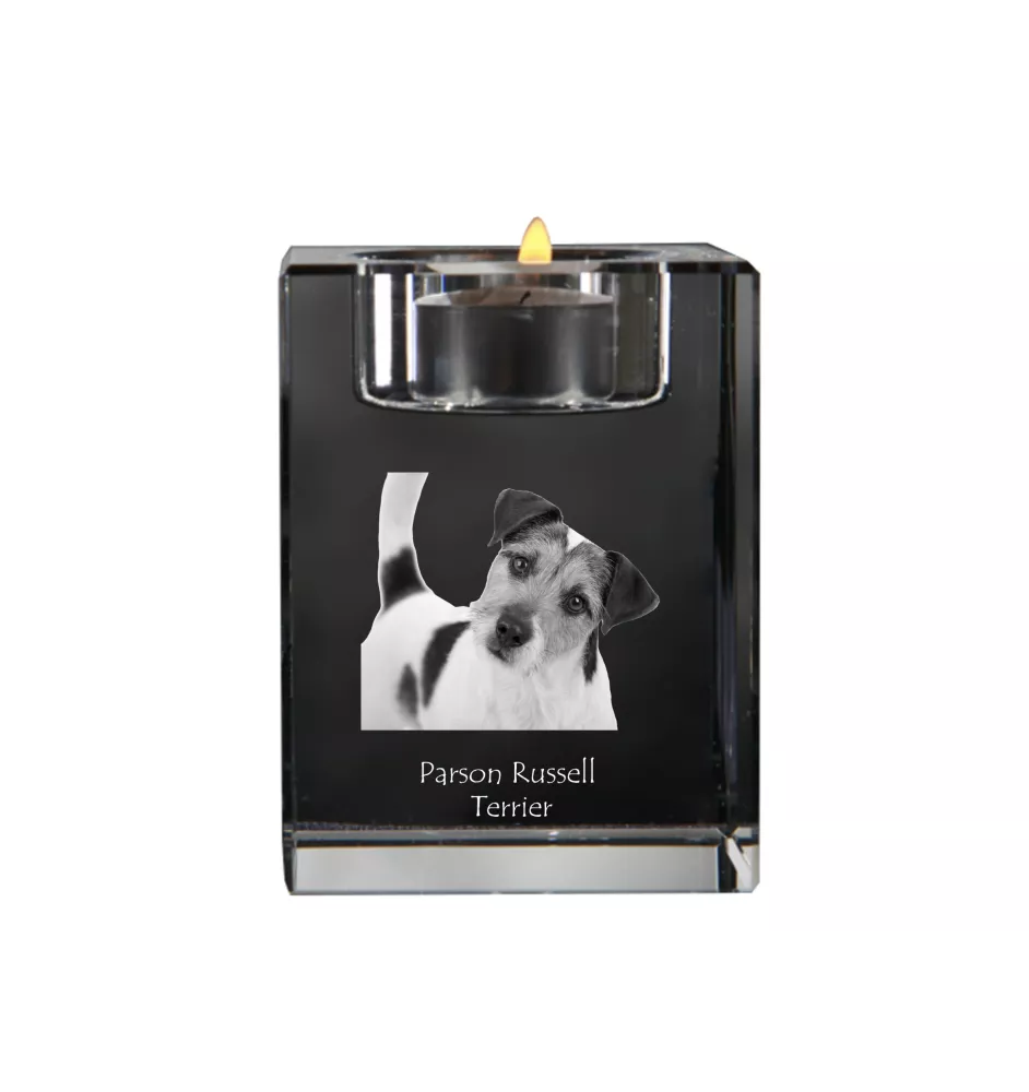 Terrier du révérend Russell, Parson Russell terrier - Bougeoir avec photo de chien, porte bougie en cristal, cadeau personnalisé par la marque Art-Dog