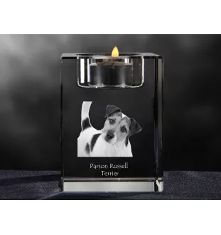 Parson Russell Terrier - Kerzenhalter mit Hundefoto, Teelichthalter aus Kristall, personalisiertes Geschenk der Marke Art-Dog