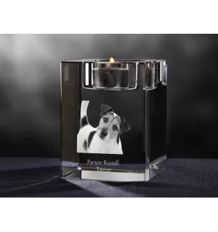 Terrier du révérend Russell, Parson Russell terrier - Bougeoir avec photo de chien, porte bougie en cristal, cadeau personnalisé par la marque Art-Dog