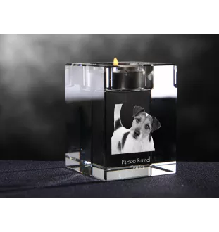 Terrier du révérend Russell, Parson Russell terrier - Bougeoir avec photo de chien, porte bougie en cristal, cadeau personnalisé par la marque Art-Dog