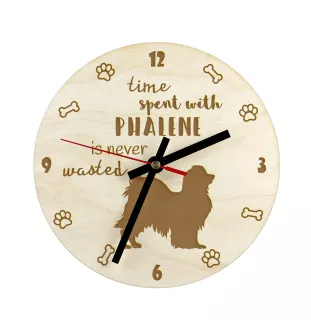 Papillon, Kontinentaler Zwergspaniel I - Uhr mit Hund, Holzuhr mit Gravur, personalisierte Uhr von Art-Dog