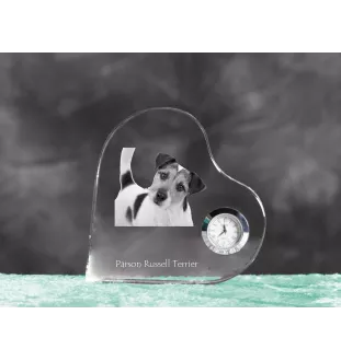 Parson Russell Terrier - Kristalluhr mit einem Hundebild, Herzregal-Uhr, personalisierte Standuhr der Marke Art-Dog