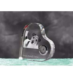 Terrier du révérend Russell, Parson Russell terrier - horloge en cristal avec une photo de chien, horloge de table en forme de cœur, horloge debout personnalisée de la marque Art-Dog