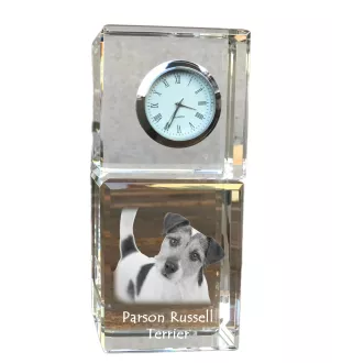 Terrier du révérend Russell, Parson Russell terrier - montre en cristal avec photo, photo de chien dans un cristal, horloge de bureau personnalisée de la marque Art-Dog