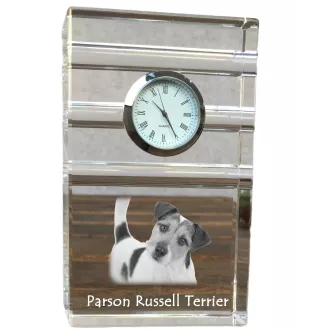 Parson Russell Terrier - glass clock with a photo, photo of a dog in crystal, personalized standing office clock by Art-Dog brand