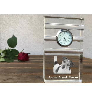 Parson Russell Terrier - glass clock with a photo, photo of a dog in crystal, personalized standing office clock by Art-Dog brand