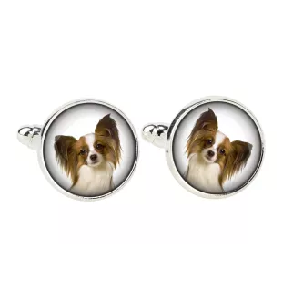 Papillon, Épagneul nain continental papillon - boutons de manchette, décoration de chemise, pendentif de chemise de la marque Art-Dog