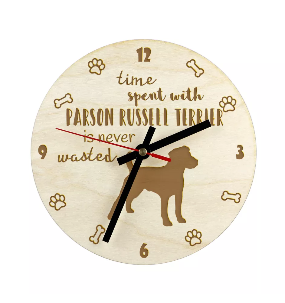 Terrier du révérend Russell, Parson Russell terrier - horloge avec chien, horloge en bois, horloge murale pour les amoureux des chiens, horloge de bureau et étagère, Art-Dog