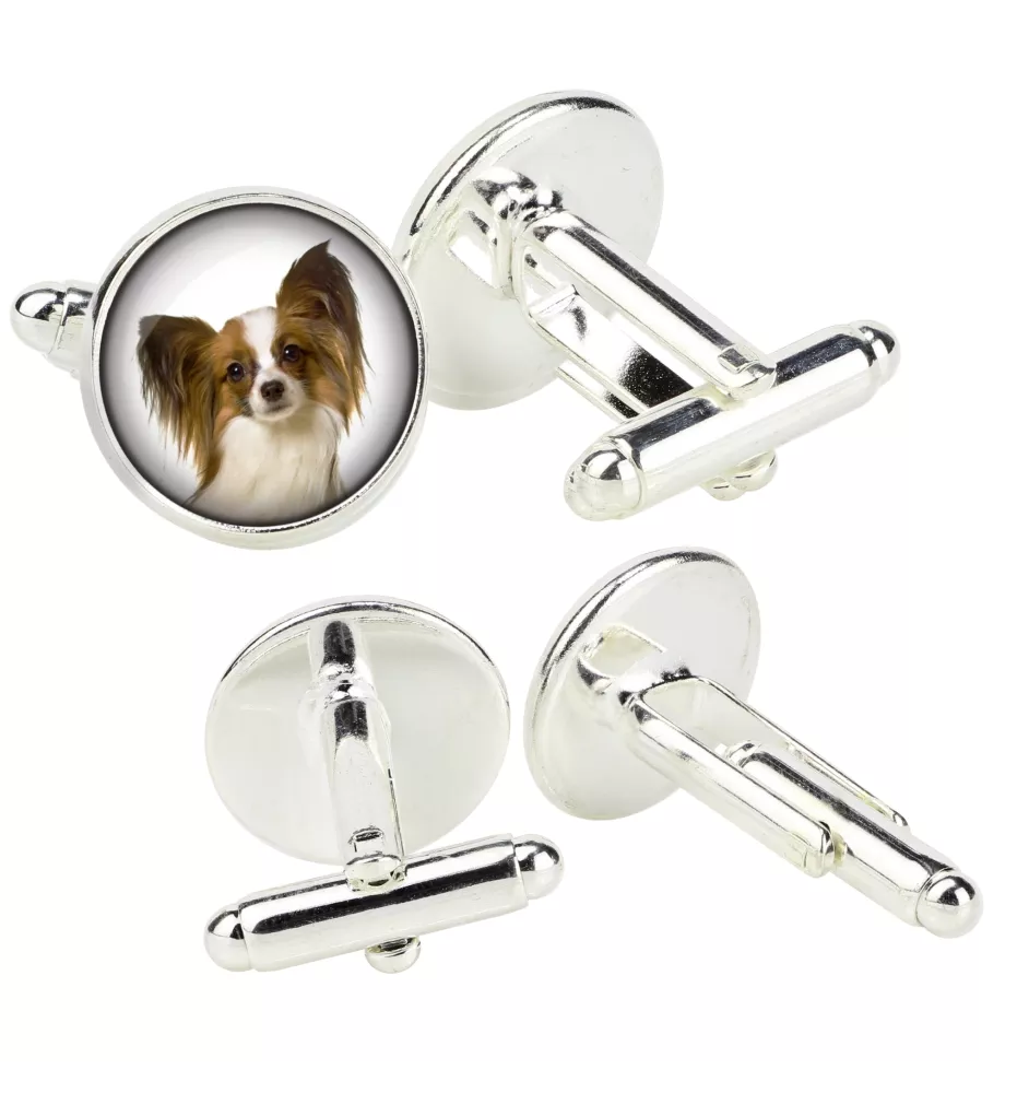 Papillon, Kontinentaler Zwergspaniel - Manschettenknöpfe in einer Schachtel, handgefertigter Schmuck, Produkt der Marke Art-Dog