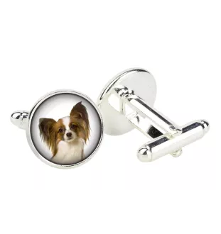 Papillon, Kontinentaler Zwergspaniel - Manschettenknöpfe in einer Schachtel, handgefertigter Schmuck, Produkt der Marke Art-Dog