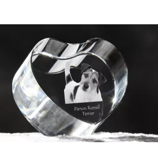 Terrier du révérend Russell, Parson Russell terrier - une photo de chien dans un cristal, un cœur en cristal, un cadre photo exceptionnel de la marque Art-Dog