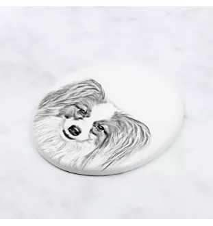 Papillon, Kontinentaler Zwergspaniel - Gedenktafel mit einem Foto eines Hundes, Grabplatte mit Druck, personalisierte ovale Platte der Marke Art-Dog