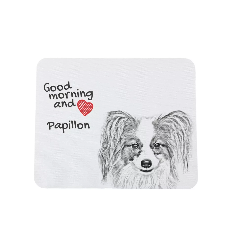 Papillon, Kontinentaler Zwergspaniel - Mauspad mit Druck, personalisiertes Mauspad mit Hund, einzigartiges Gadget für Büroangestellte von Art-Dog.