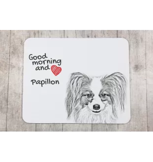 Papillon, Kontinentaler Zwergspaniel - Mauspad mit Druck, personalisiertes Mauspad mit Hund, einzigartiges Gadget für Büroangestellte von Art-Dog.