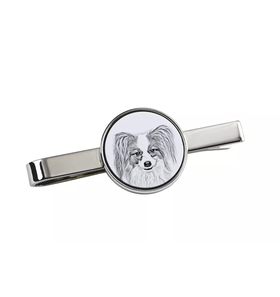 Papillon, Continental Toy Spaniel, Butterfly dog - tie clip with a dog, personalized tie clip, a unique gift for a man from the Art-Dog brand