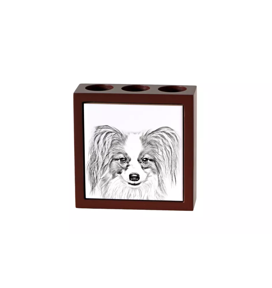 Papillon, Continental Toy Spaniel, Butterfly dog - pen holder with a dog, desk organizer with a print, personalized desk decoration from the Art-Dog brand.