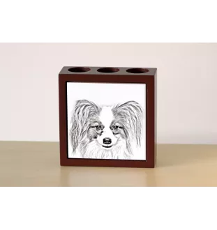 Papillon, Continental Toy Spaniel, Butterfly dog - pen holder with a dog, desk organizer with a print, personalized desk decoration from the Art-Dog brand.