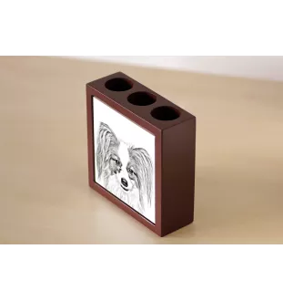 Papillon, Kontinentaler Zwergspaniel - Stifthalter mit Hund, Schreibtischorganizer mit Aufdruck, personalisierte Schreibtischdekoration der Marke Art-Dog