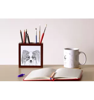 Papillon, Kontinentaler Zwergspaniel - Stifthalter mit Hund, Schreibtischorganizer mit Aufdruck, personalisierte Schreibtischdekoration der Marke Art-Dog