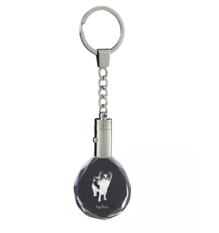 Papillon, Épagneul nain continental papillon - pendentif avec une photo de chien, porte-clés en cristal dans une boîte cadeau, un cadeau unique par Art-Dog