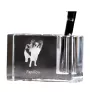 Papillon, Continental Toy Spaniel, Butterfly dog - Pen stand, crystal organiser with dog photo, unique desk decoration by Art-Dog brand