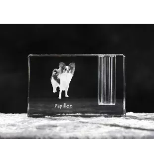 Papillon penholder kryształowy z psem Art-Dog