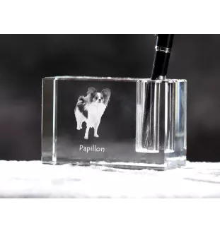 Papillon penholder kryształowy z psem Art-Dog