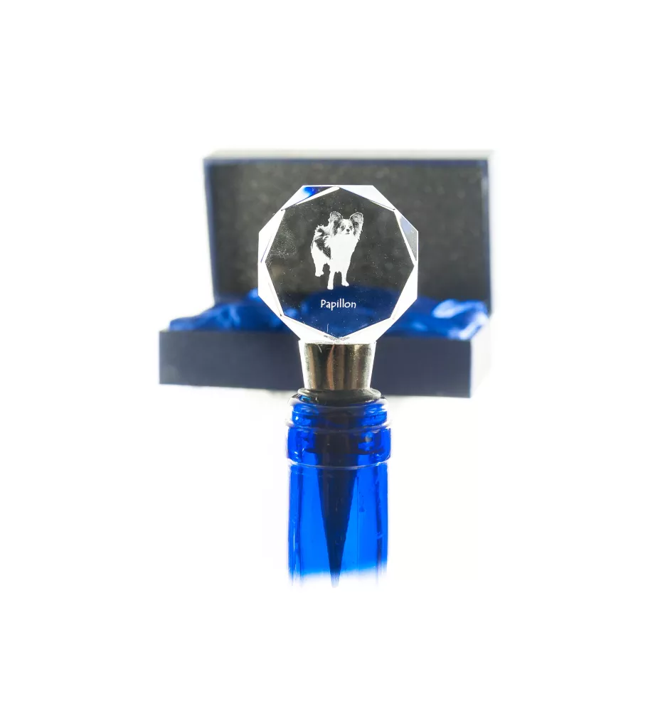 Papillon, Kontinentaler Zwergspaniel - Flaschenverschluss, Weinverschluss aus Kristall mit Foto, personalisiertes Geschenk für Barkeeper der Marke Art-Dog