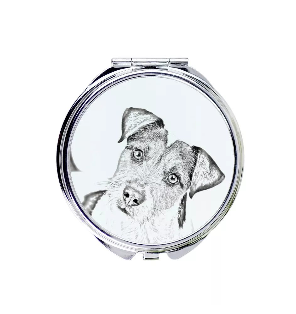 Parson Russell Terrier - Taschenspiegel mit Hund, personalisierter Taschenspiegel, kompakter Spiegel mit Art-Dog-Logo