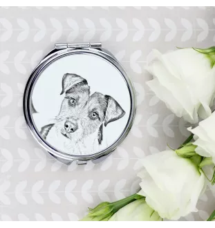 Parson Russell Terrier - Taschenspiegel mit Hund, personalisierter Taschenspiegel, kompakter Spiegel mit Art-Dog-Logo