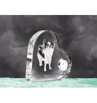 Papillon zegar w kształcie serca z psem Art-Dog