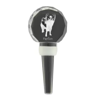 Papillon, Épagneul nain continental papillon - Bouchon de bouteille en cristal, bouchon de vin unique avec photo, cadeau personnalisé pour sommelier par la marque Art-Dog