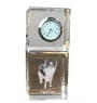 Papillon, Continental Toy Spaniel, Butterfly dog - crystal clock with a photo, a photo of a dog in crystal, personalized desk clock by Art-Dog brand