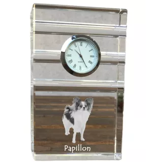 Papillon zegar trój-paskowy z psem Art-Dog