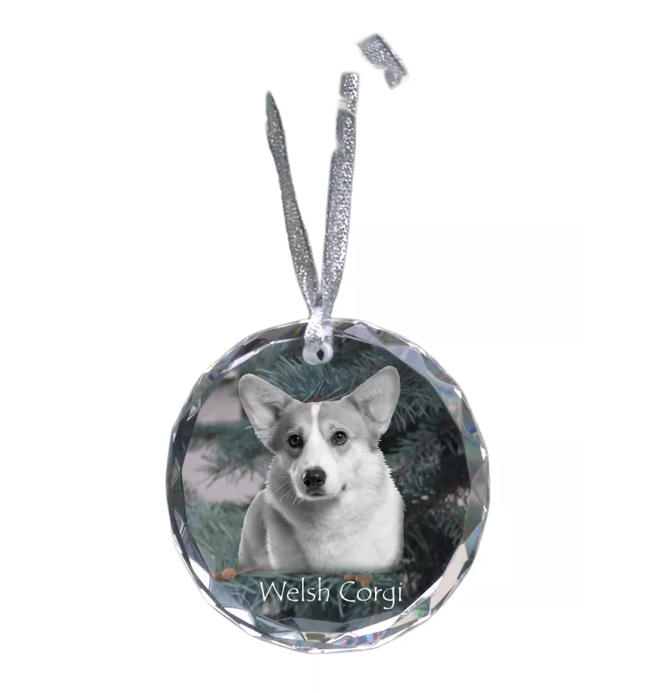 Pembroke Welsh Corgi - Kristallkugel mit Foto, Hundebild im Kristall, personalisierter Christbaumschmuck von Art-Dog.
