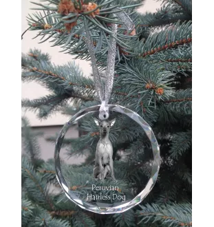 Peruanischer Nackthund, Viringo - Kristallkugel mit Foto, Hundebild im Kristall, personalisierter Christbaumschmuck von Art-Dog.
