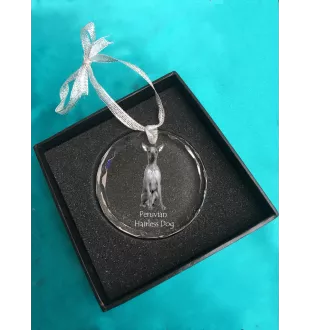 Peruvian Hairless Dog, Peruvian Viringo, Naked Dog - crystal bauble with a photo, dog photo in crystal, personalized Christmas tree ornament by Art-Dog brand