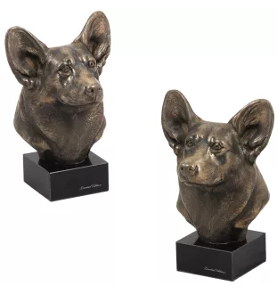 Pembroke Welsh Corgi - Hundestatue, Büste auf Steinsockel, Skulptur, Trophäe für Hundeausstellung der Marke Art-Dog