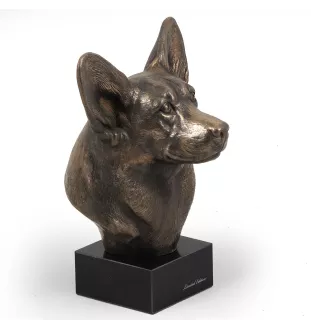 Pembroke Welsh Corgi - Dog statue, bust on stone base, sculpture, trophy for dog show by Art-Dog brand